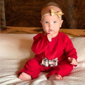 Mud Pie Red Corduroy Outfit With Bow Christmas/ Valentine’s Day 9-12M